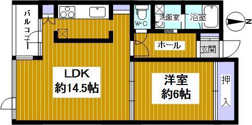 メゾンアルマ(1LDK/4階)の間取り写真