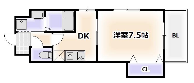 デザイナーズ桃ヶ池(1DK/3階)の間取り写真