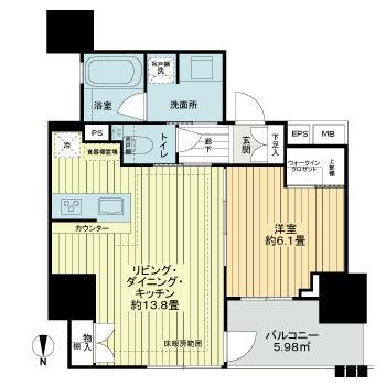 オープンレジデンシア名古屋栄(1LDK/12階)の間取り写真