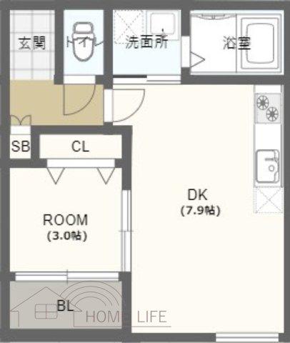 ハラタテハイツ寺田町(1DK/3階)の間取り写真