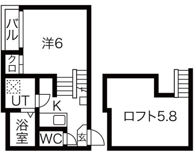 ハーモニーテラス露橋II(1K/2階)の間取り写真