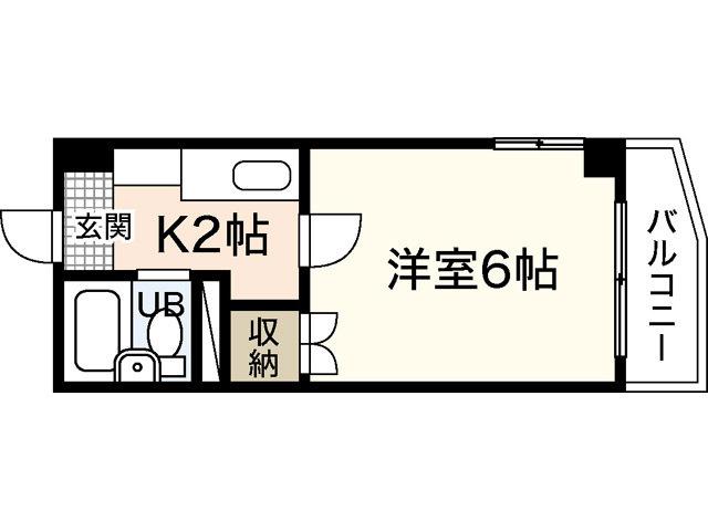 シャトー三滝(1K/4階)の間取り写真