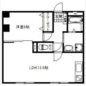 ワカバビル(1LDK/3階)の間取り写真