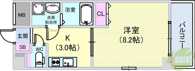 プロスペクト豊中服部(1K/3階)の間取り写真