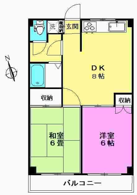 グリーンヒル成城(2DK/3階)の間取り写真