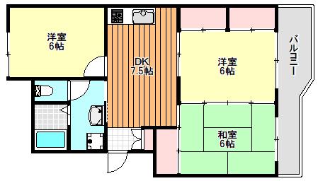 メゾン富永(3DK/3階)の間取り写真