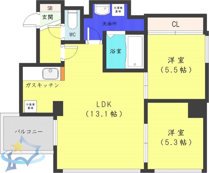 VIOLETTA(2LDK/9階)の間取り写真