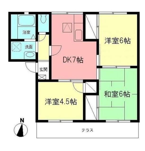 エコーハイツ(3DK/1階)の間取り写真