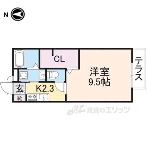 アルカンシェルディス(1K/1階)の間取り写真