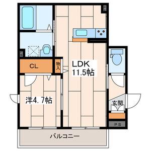 RUWE(1LDK/1階)の間取り写真