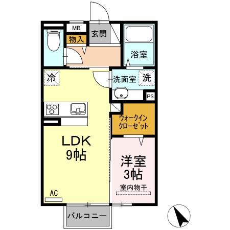 ロイジェントパークス広野 I(1LDK/2階)の間取り写真