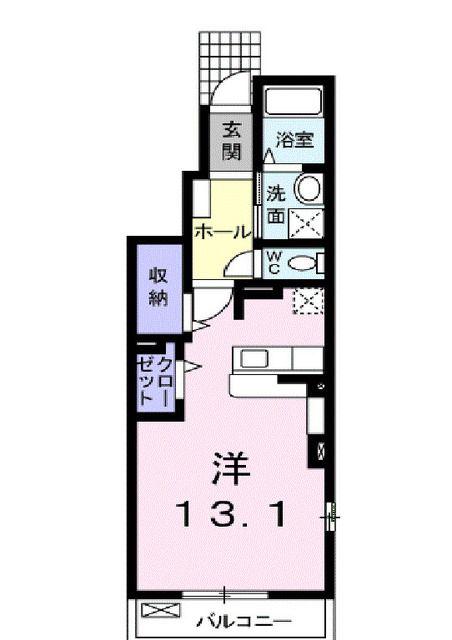 セレーノB(ワンルーム/1階)の間取り写真