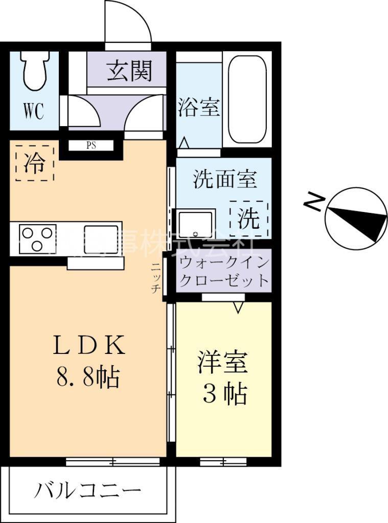 INARIS(1LDK/2階)の間取り写真