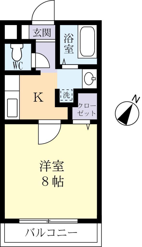 フロンティアB棟(1K/3階)の間取り写真