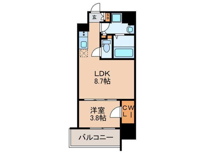 エル・セレーノ天満橋(1LDK/2階)の間取り写真