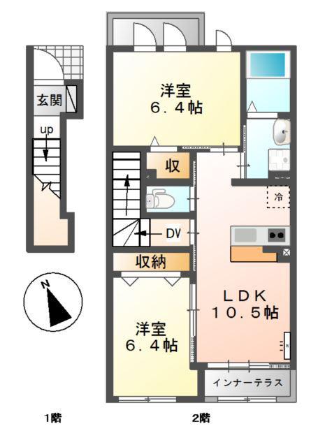 フラットタカタ(2LDK/2階)の間取り写真
