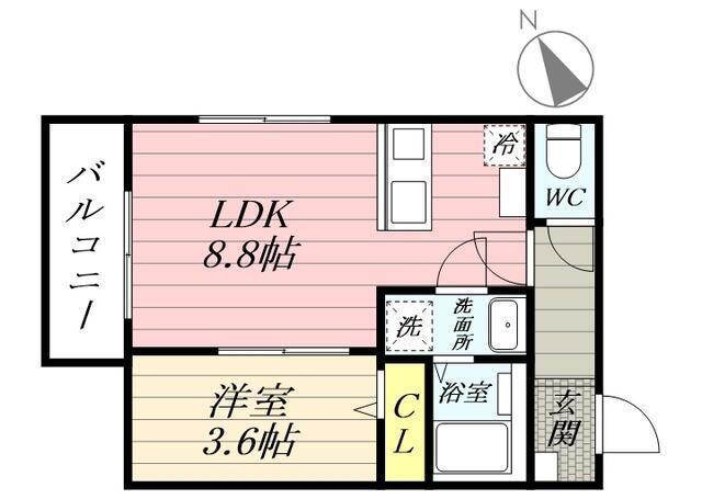 BEST STAGE中神町I(1LDK/1階)の間取り写真