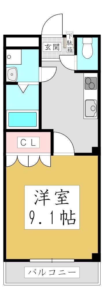 リバーシティ石塚(1K/3階)の間取り写真