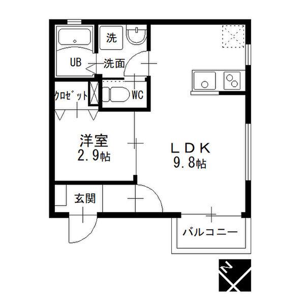 ライフワーク鳴海(1LDK/2階)の間取り写真