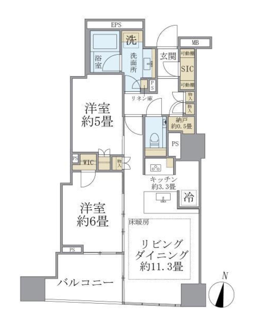 ブリリア二番町(2LDK/16階)の間取り写真