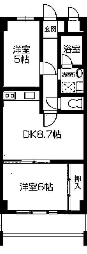ロイヤルハイツ橋本マンション(2DK/4階)の間取り写真