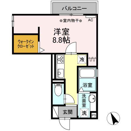 SALUD PRIMERO折立(1K/3階)の間取り写真