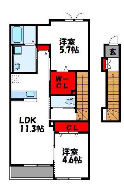 ヒルズEFIII(2LDK/2階)の間取り写真