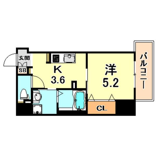ヴィレッタの杜・住吉(1K/3階)の間取り写真
