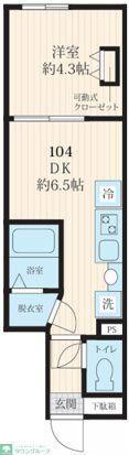 IKI国分寺(1DK/2階)の間取り写真
