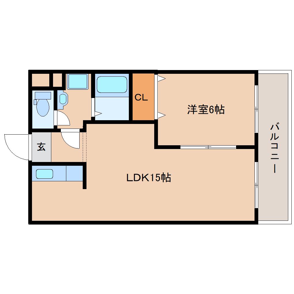 般若寺マンション(1LDK/3階)の間取り写真