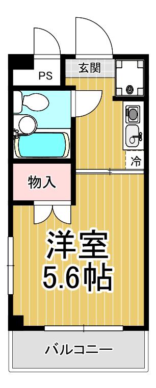 Kビル(1K/2階)の間取り写真