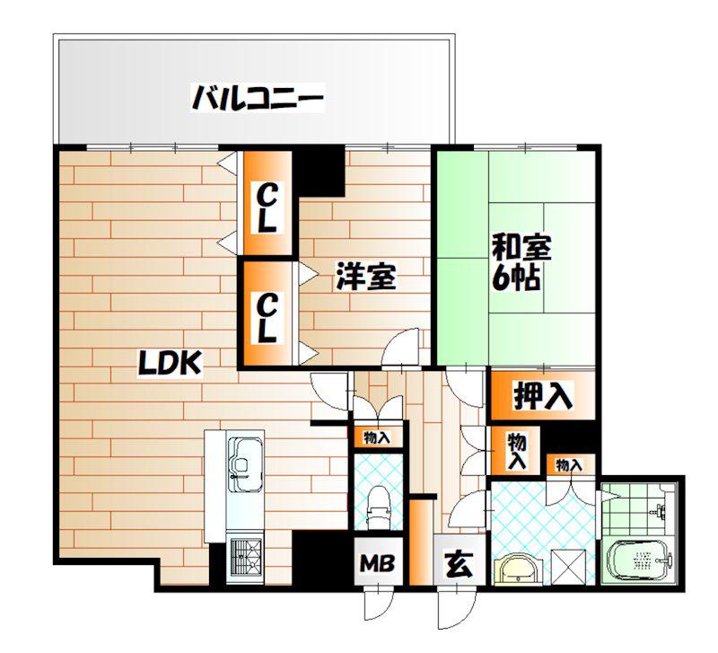 アンビエント小倉(2LDK/2階)の間取り写真