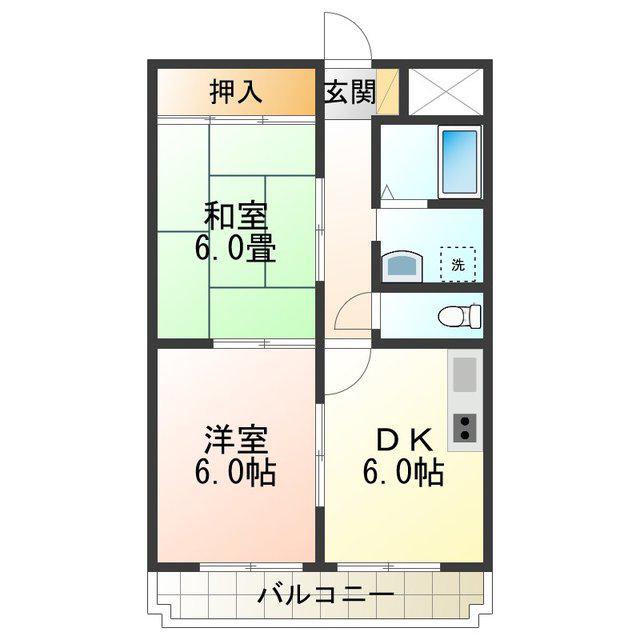 クレセントマンション(2DK/3階)の間取り写真