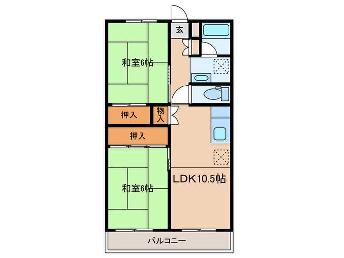 JR南武線 平間駅 徒歩5分 16階建 築53年(2LDK/12階)の間取り写真
