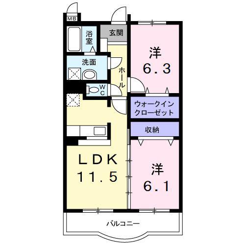 マーベラスガーデン(2LDK/1階)の間取り写真