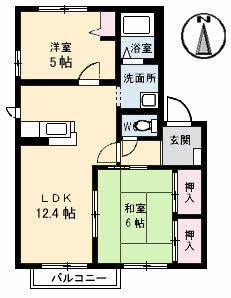 COSMO TOWN D棟(2LDK/2階)の間取り写真