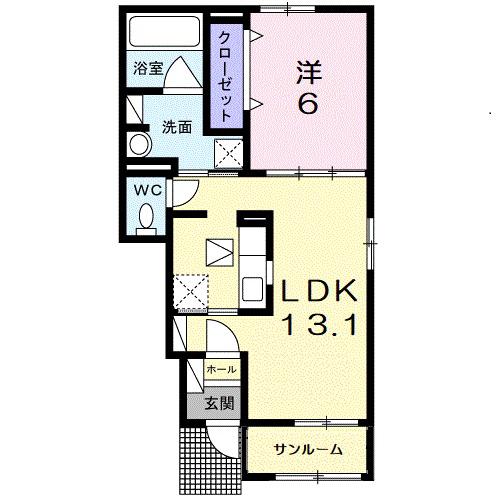 レスポワール F(1LDK/1階)の間取り写真
