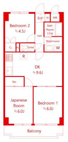 スカイパレス東戸塚(3DK/7階)の間取り写真