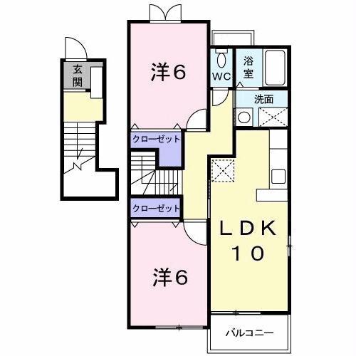 グレイスベル(2LDK/2階)の間取り写真