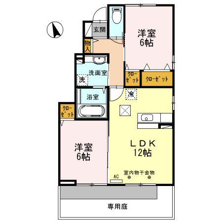 アメージングコート(2LDK/1階)の間取り写真