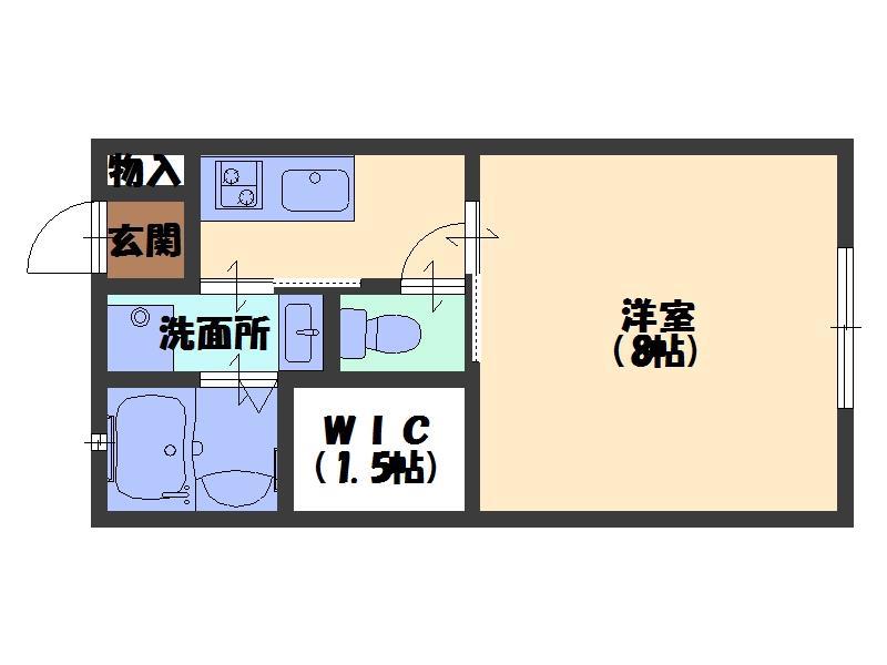 レーブ秋篠(1K/1階)の間取り写真
