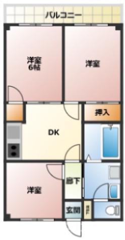 ハイツサウスウィンド(3DK/2階)の間取り写真