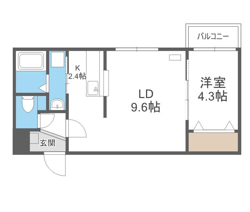 COSMOS(1LDK/4階)の間取り写真