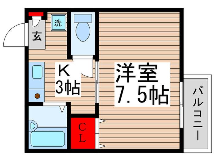 SOPHIA北松戸(1K/1階)の間取り写真
