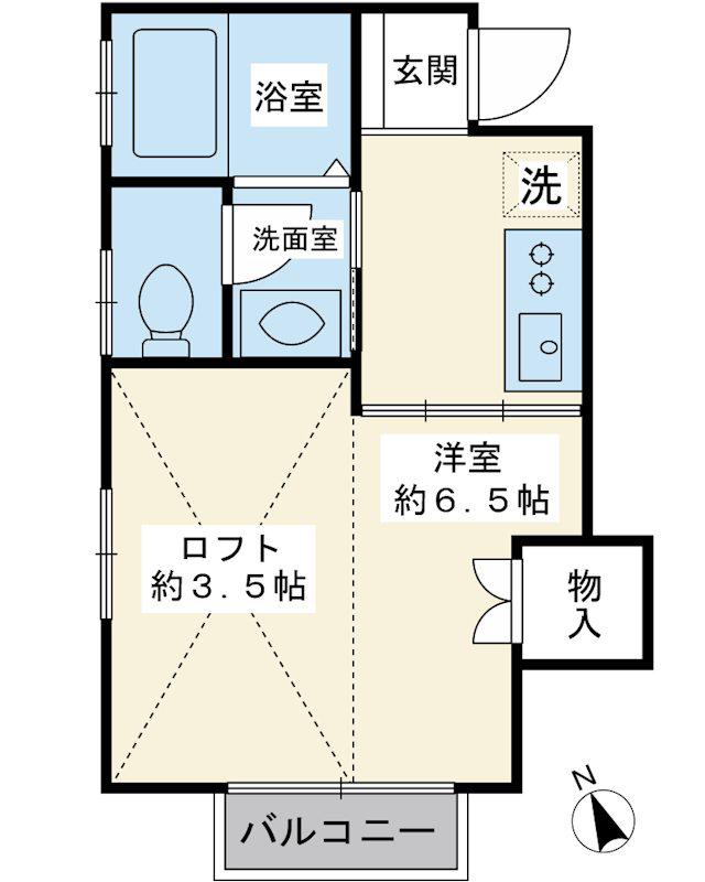 ハウスREOII(1K/2階)の間取り写真