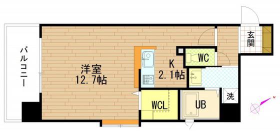 グラビスコート十日市(ワンルーム/7階)の間取り写真
