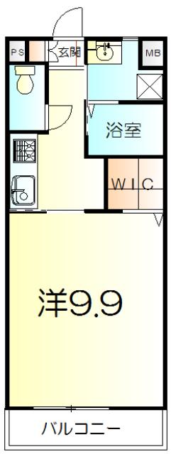 BLUE SKY 的場(1K/1階)の間取り写真