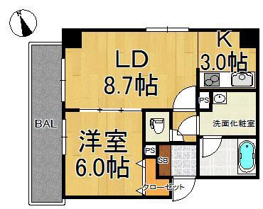 レガーロけやき通(1LDK/4階)の間取り写真