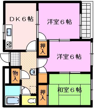 アピア本厚木(3DK/2階)の間取り写真