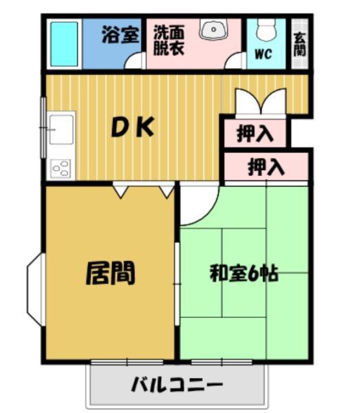 メゾンドーマ(2DK/2階)の間取り写真